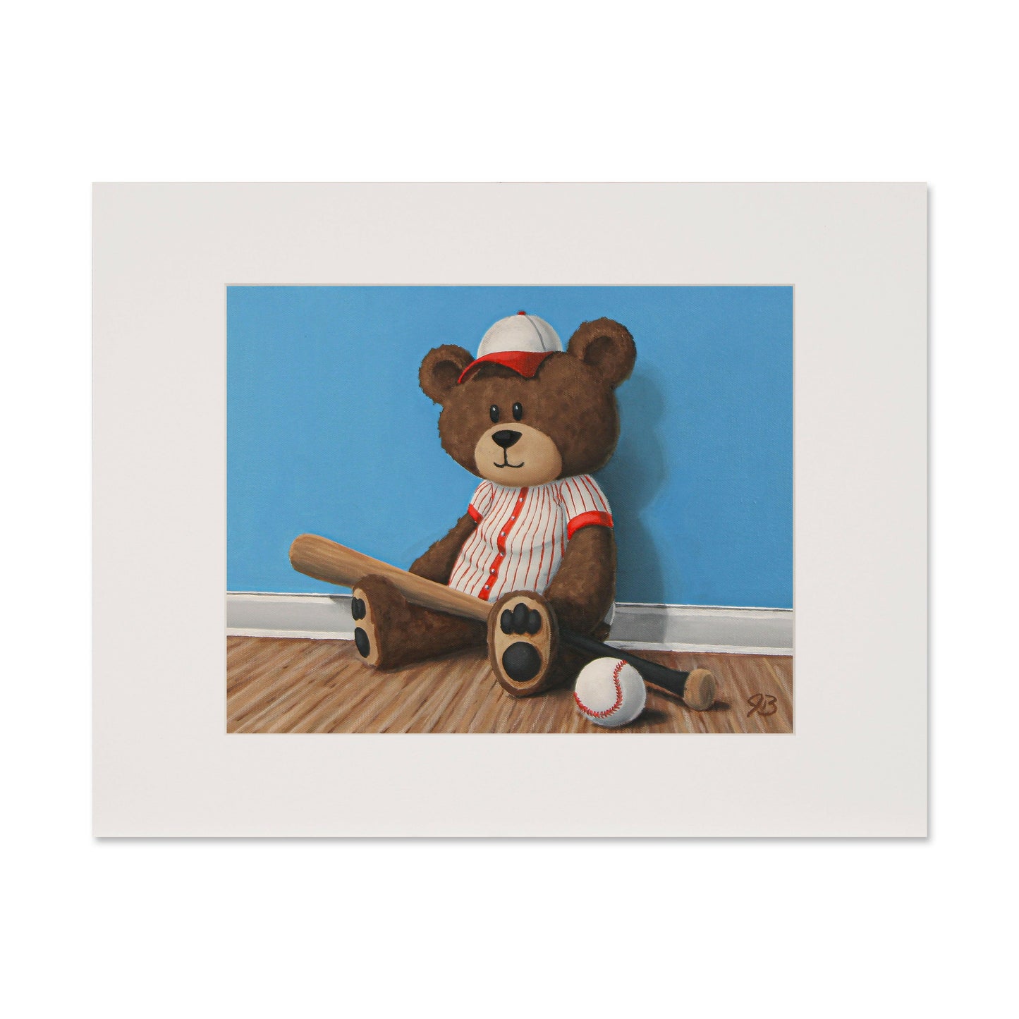 Teddy Bear and a Baseball Bat - Open Edition Print