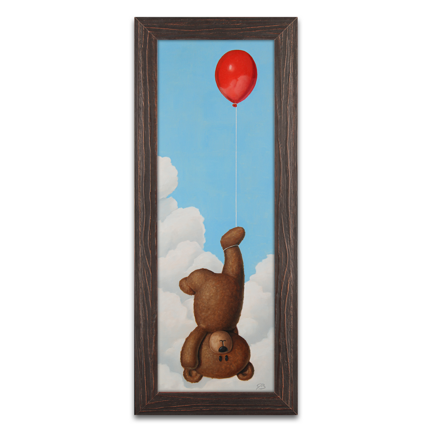 Teddy Bear with a Balloon (Carried by balloon) - Original Painting