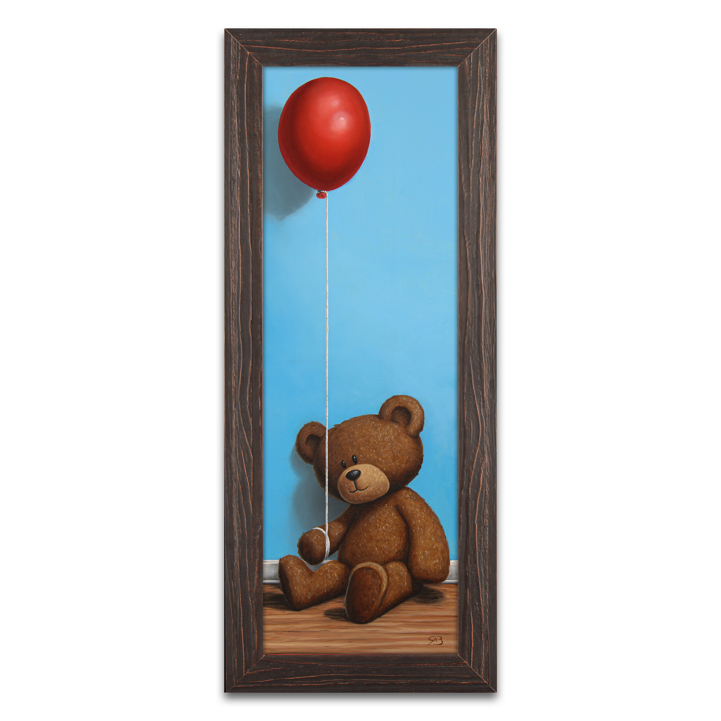 Teddy Bear with a Balloon (Sitting with balloon) - Original Painting