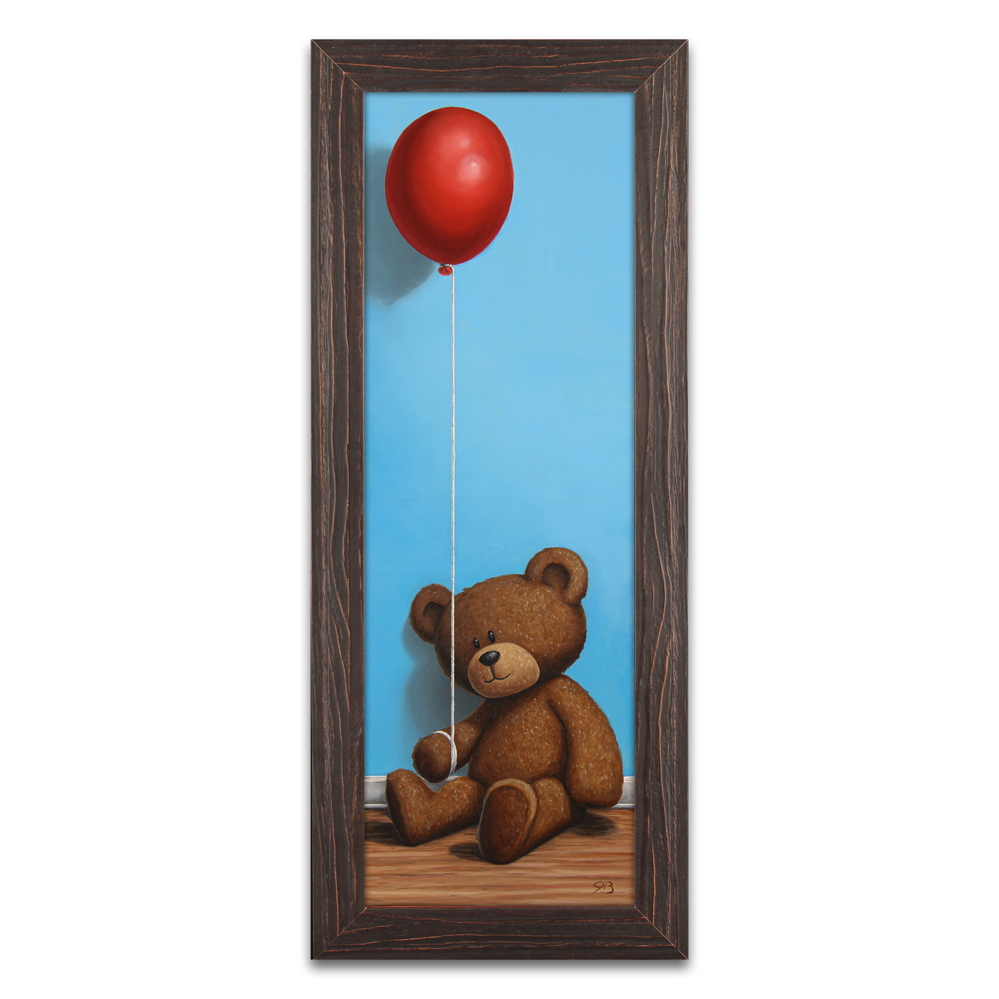 Teddy Bear with a Balloon (Sitting with balloon) - Original Painting