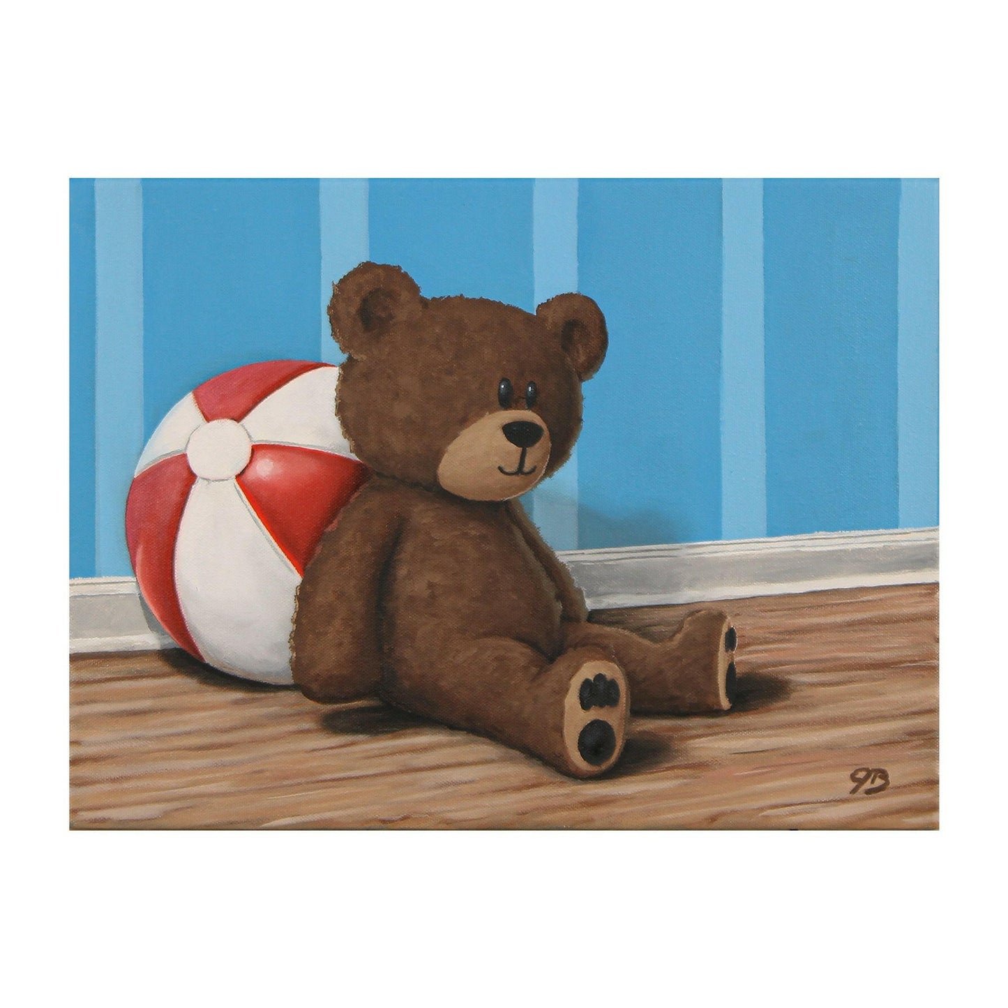 Teddy Bear and a Ball - Original Painting