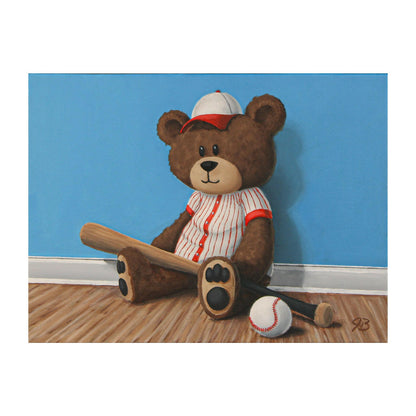 Teddy Bear and a Baseball Bat - Original Painting