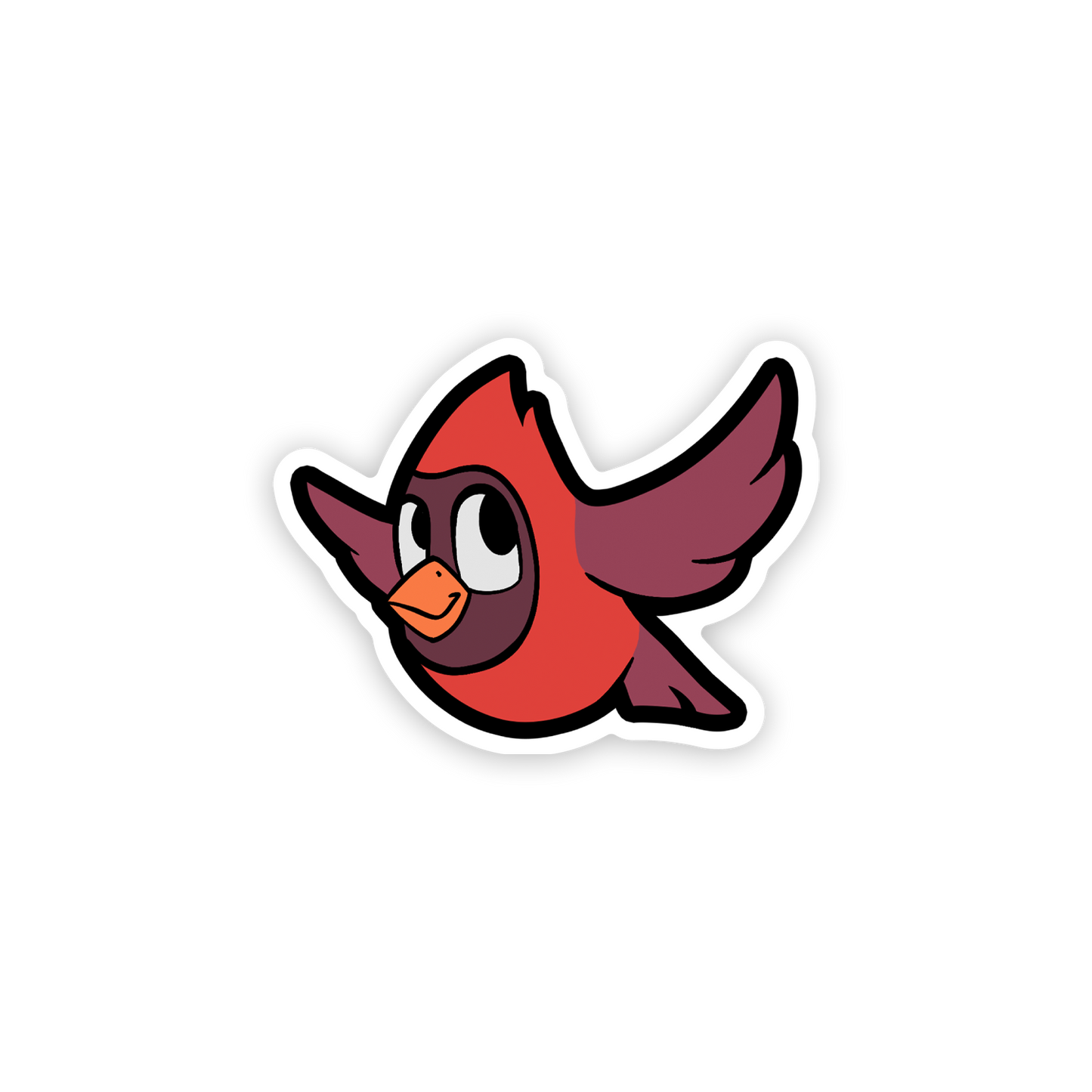 Cartoon cardinal bird sticker on a white background
