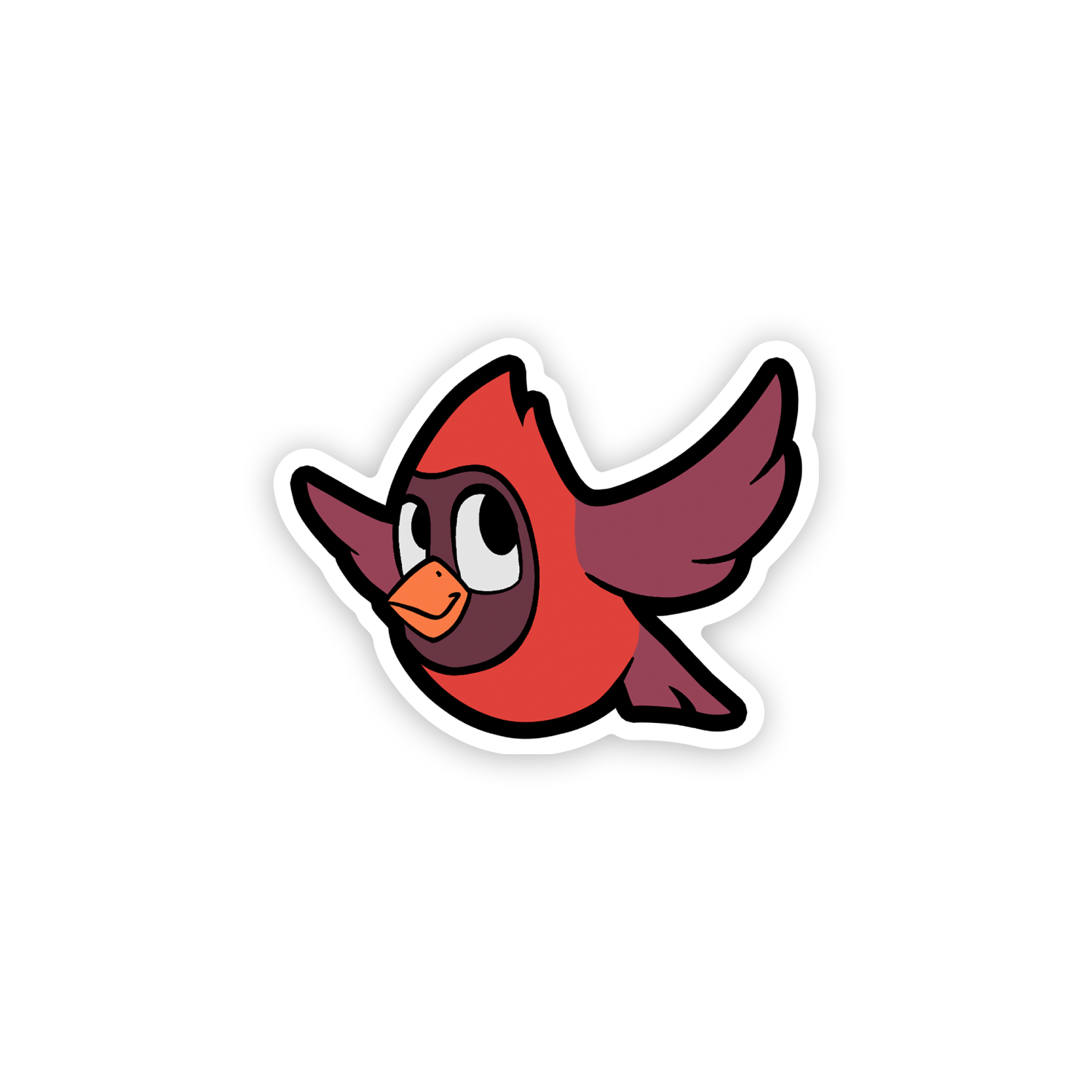 Cartoon cardinal bird sticker on a white background