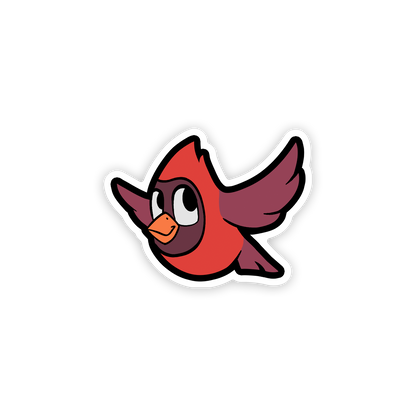 Cartoon cardinal bird sticker on a white background