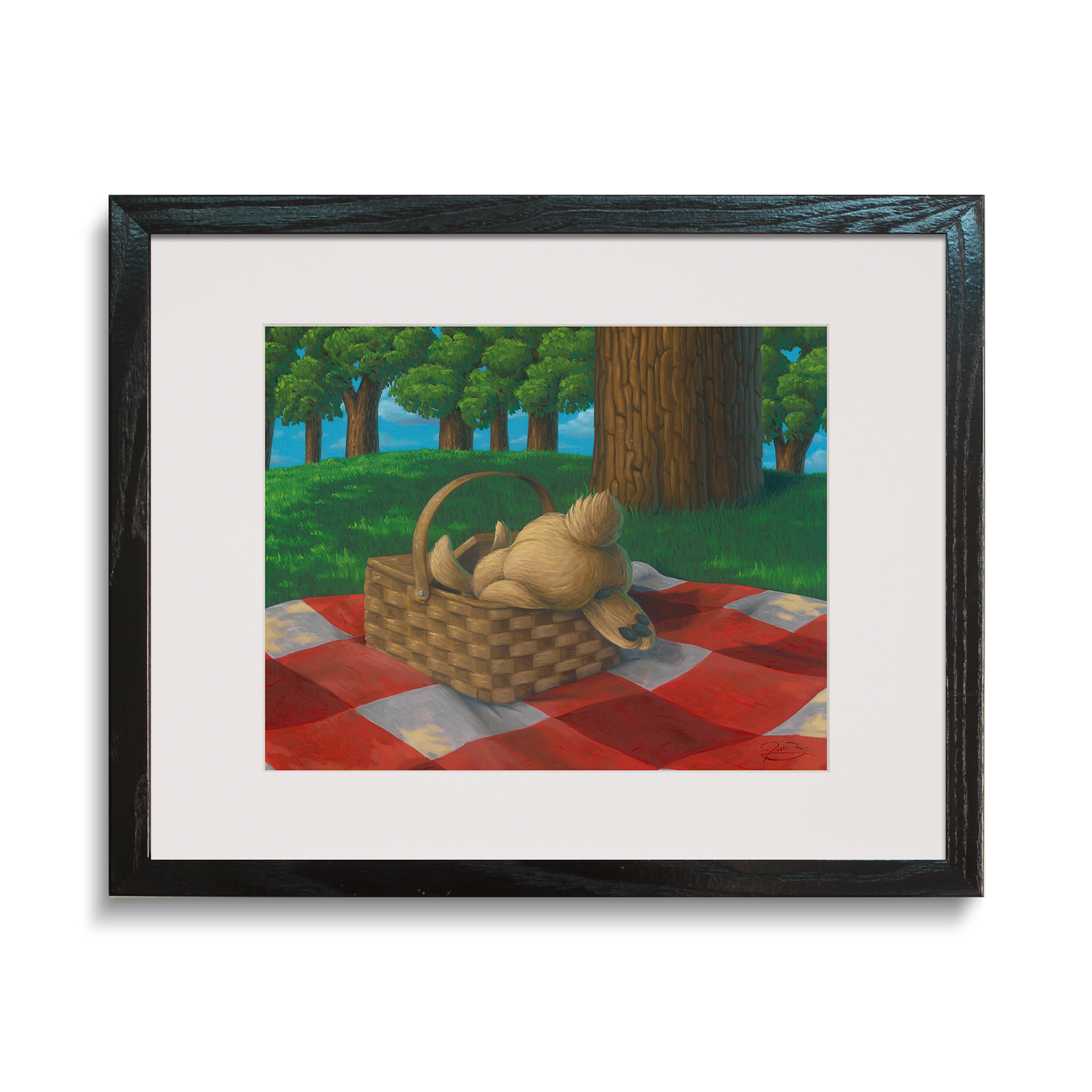 Framed print of Josh Berkman's "Bunny in the Basket"