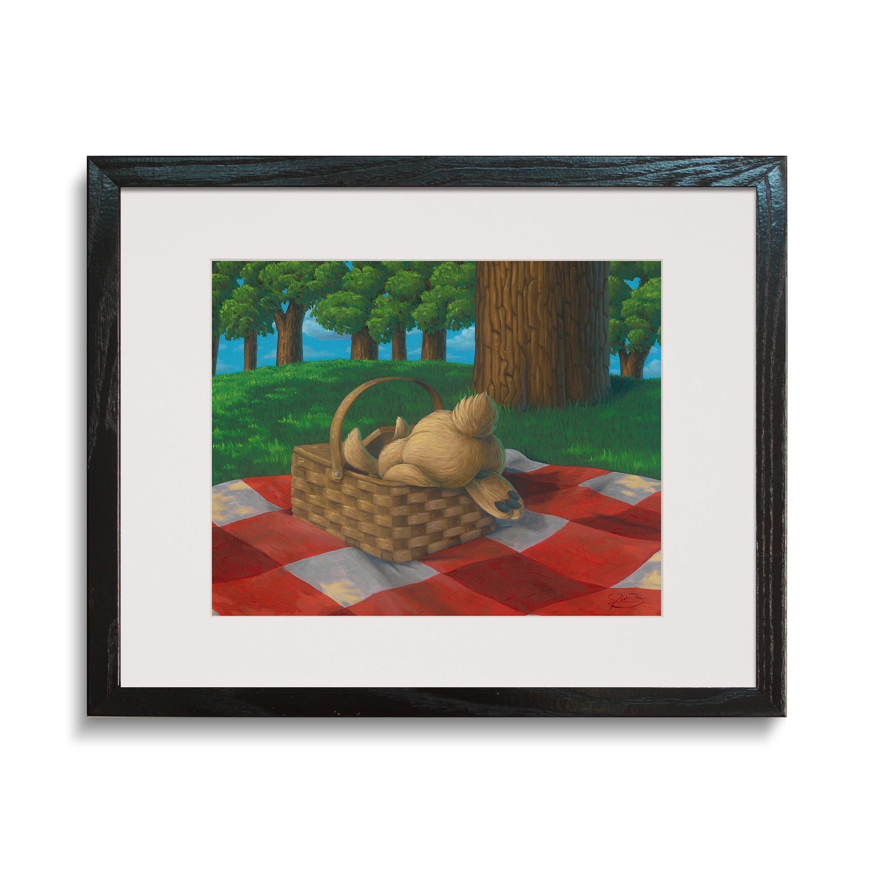 Framed print of Josh Berkman's "Bunny in the Basket"