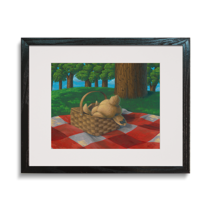 Framed print of Josh Berkman's "Bunny in the Basket"