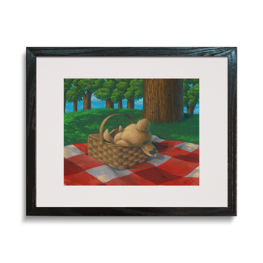 Framed print of Josh Berkman's "Bunny in the Basket"