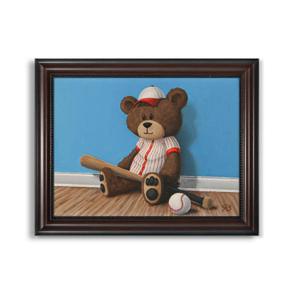 Teddy Bear and a Baseball Bat - Original Painting