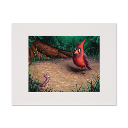 Cardinal and a Worm - Paper Print