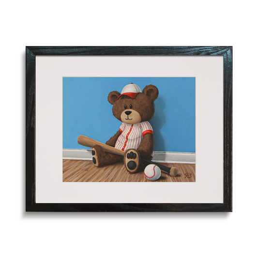 Teddy Bear and a Baseball Bat - Paper Print