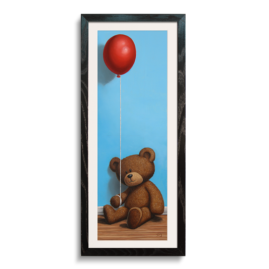 Teddy Bear with a Balloon (Sitting with balloon) - Paper Print