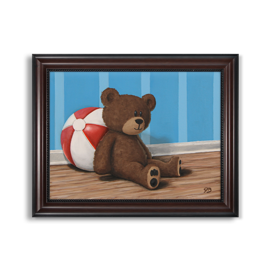 Teddy Bear and a Ball - Original Painting