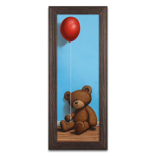 Teddy Bear with a Balloon (Sitting with balloon) - Original Painting
