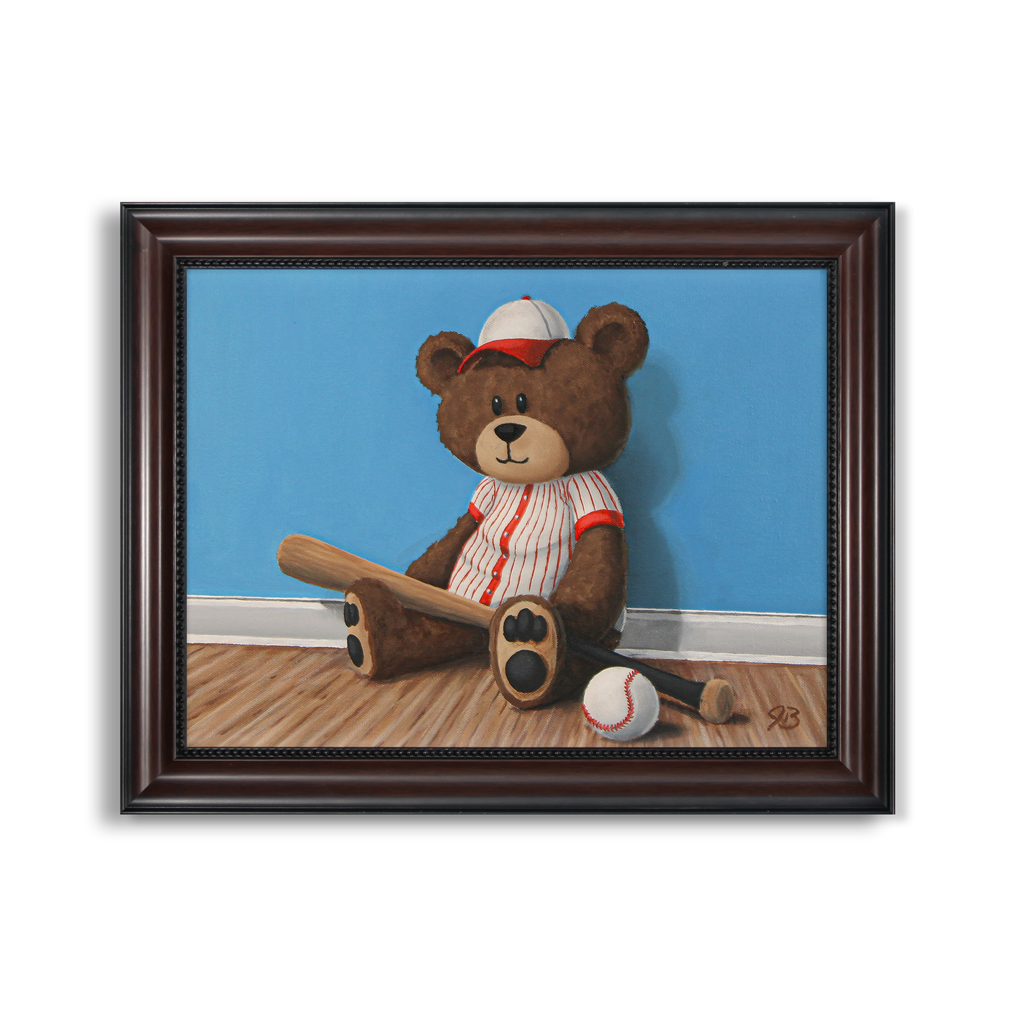 Teddy Bear and a Baseball Bat - Original Painting